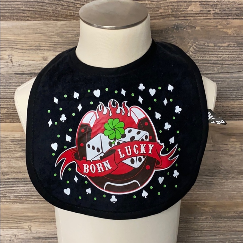 Sourpuss Born Lucky Bib NWT